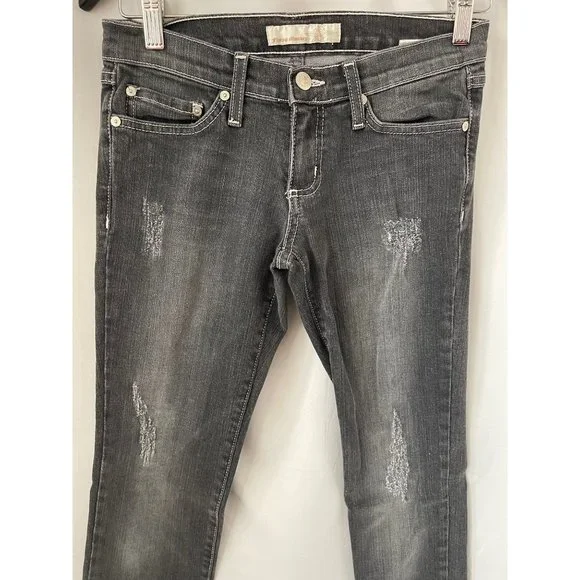 Flying Monkey Charcoal Black Fade Distressed Skinny Bottom Jeans - Picture 2 of 9